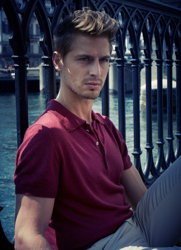 Silk - Cashmere kinitting Men Polo