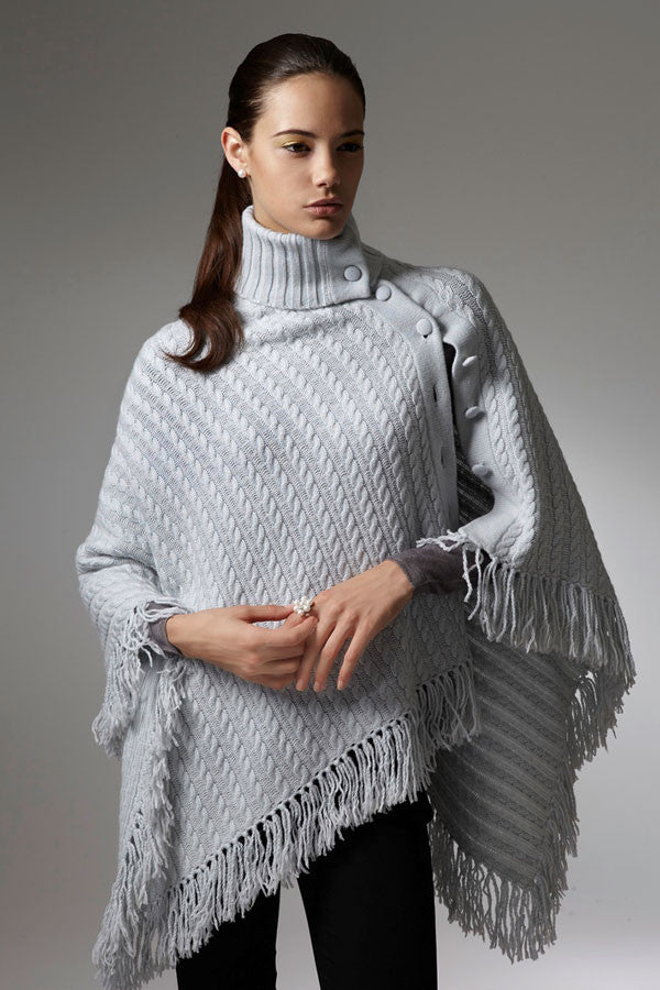 Sonja Cashmere Poncho with Fringes